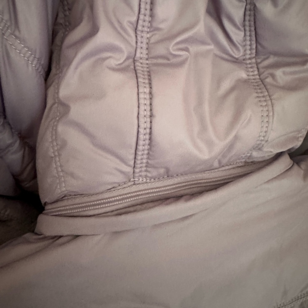 Real Fur Real Down Lavender Puffer Jacket Detachable Hood Pockets L - Picture 4 of 13